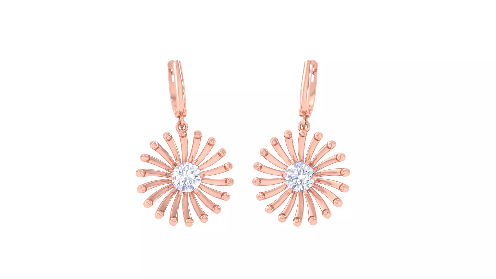 Solitaire Drop Earring 3dm STL OBJ FBX Renders Details 3D print model_0