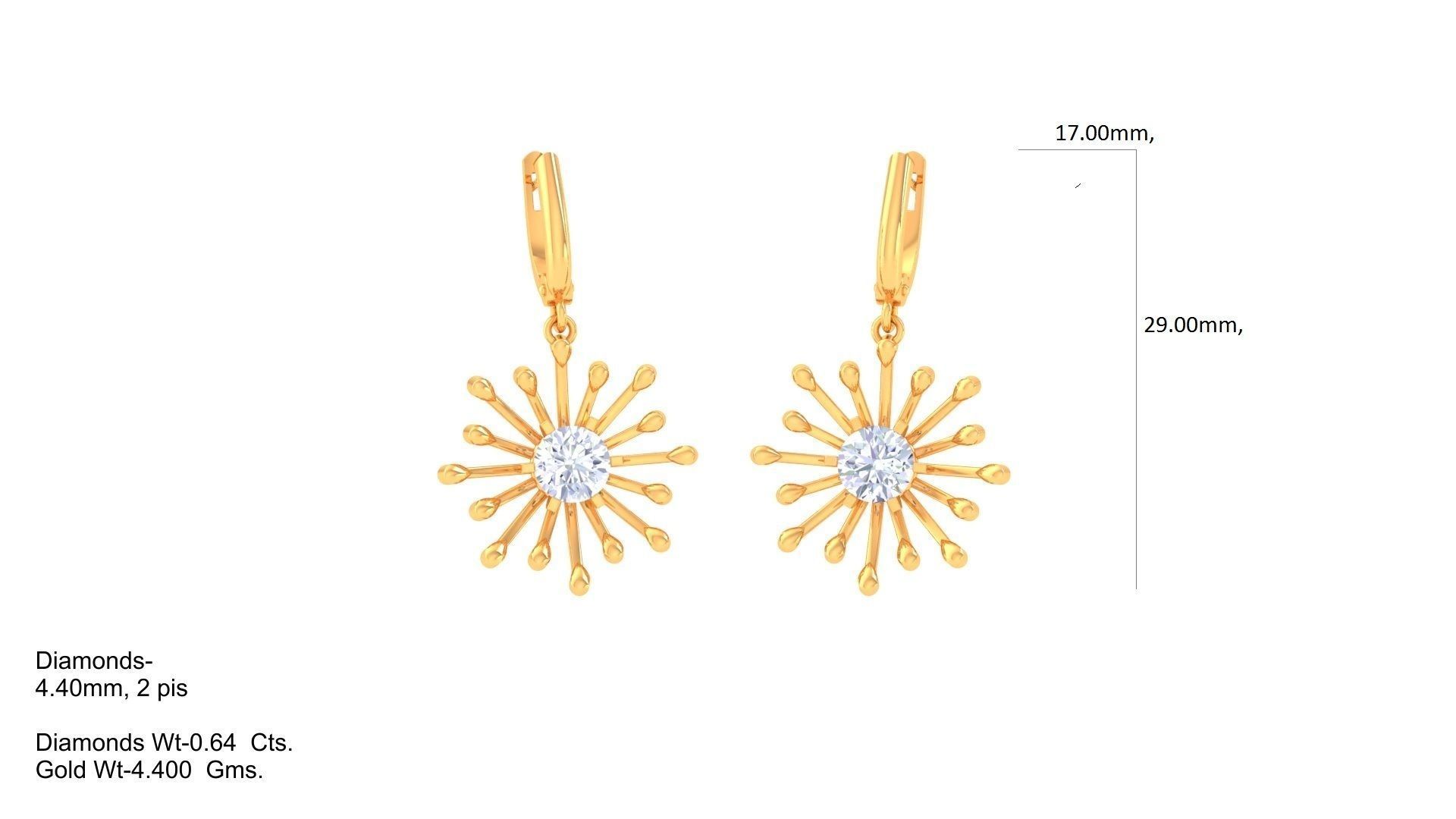 Solitaire Drop Earring 3dm STL OBJ FBX Renders Details 3D print model_1