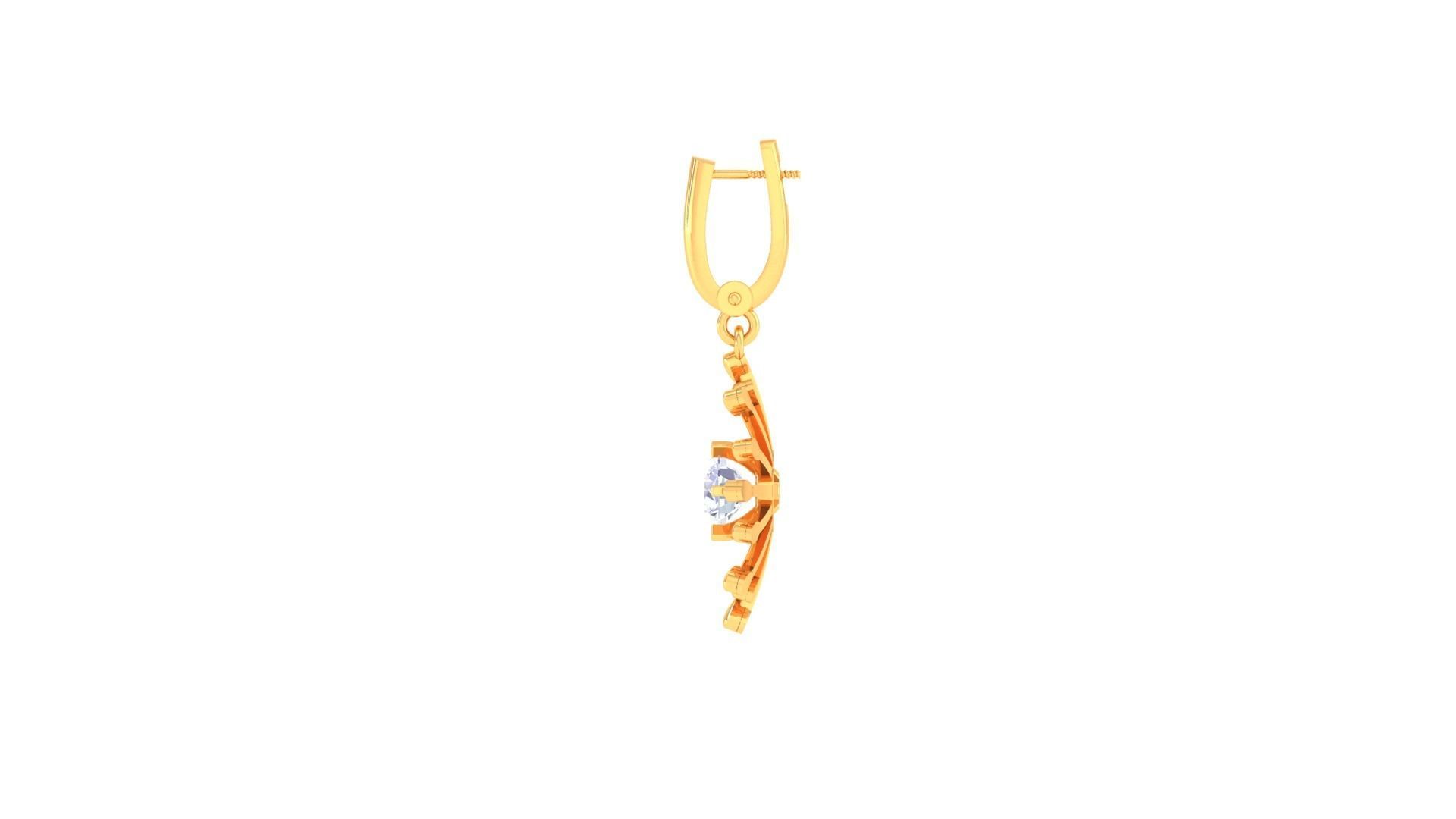 Solitaire Drop Earring 3dm STL OBJ FBX Renders Details 3D print model_4