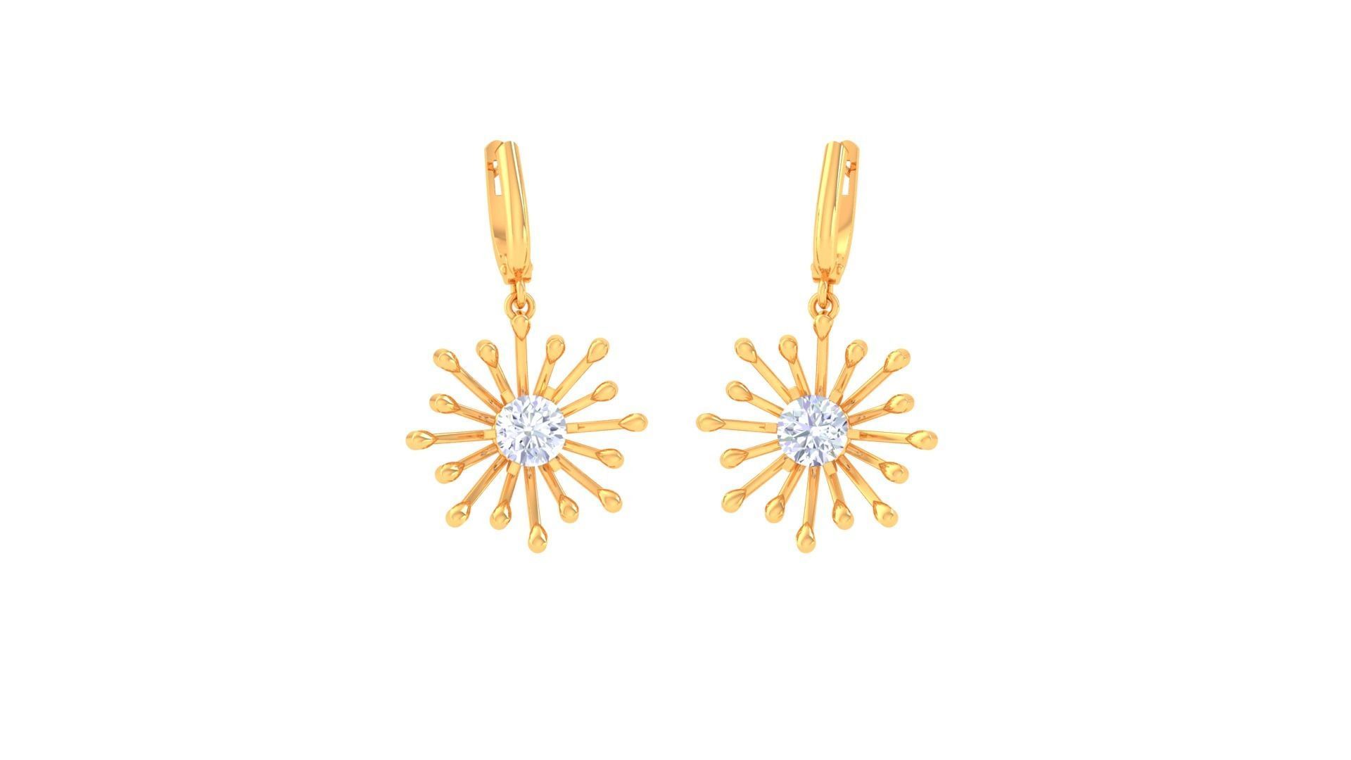 Solitaire Drop Earring 3dm STL OBJ FBX Renders Details 3D print model_2