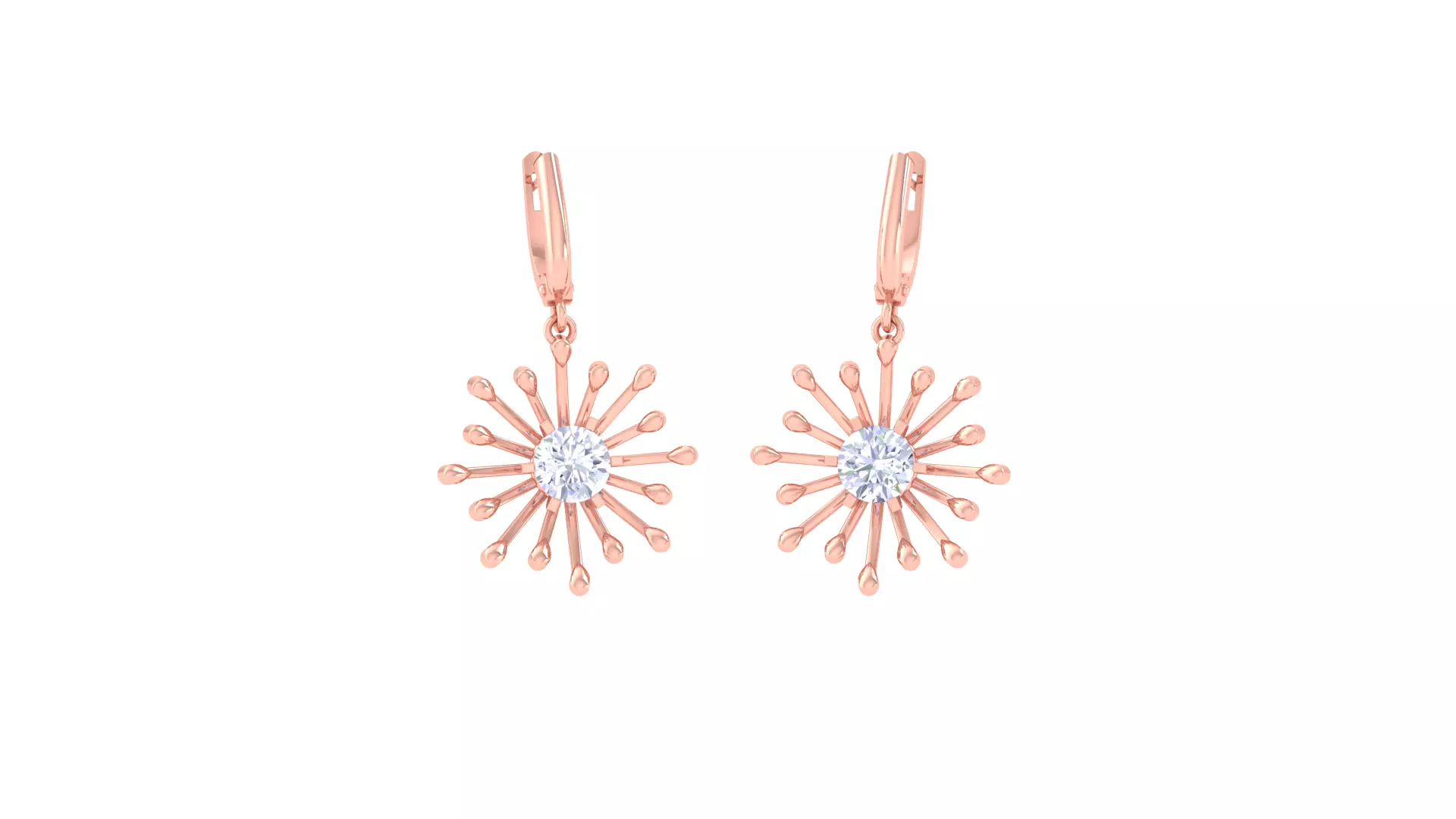 Solitaire Drop Earring 3dm STL OBJ FBX Renders Details 3D print model_0