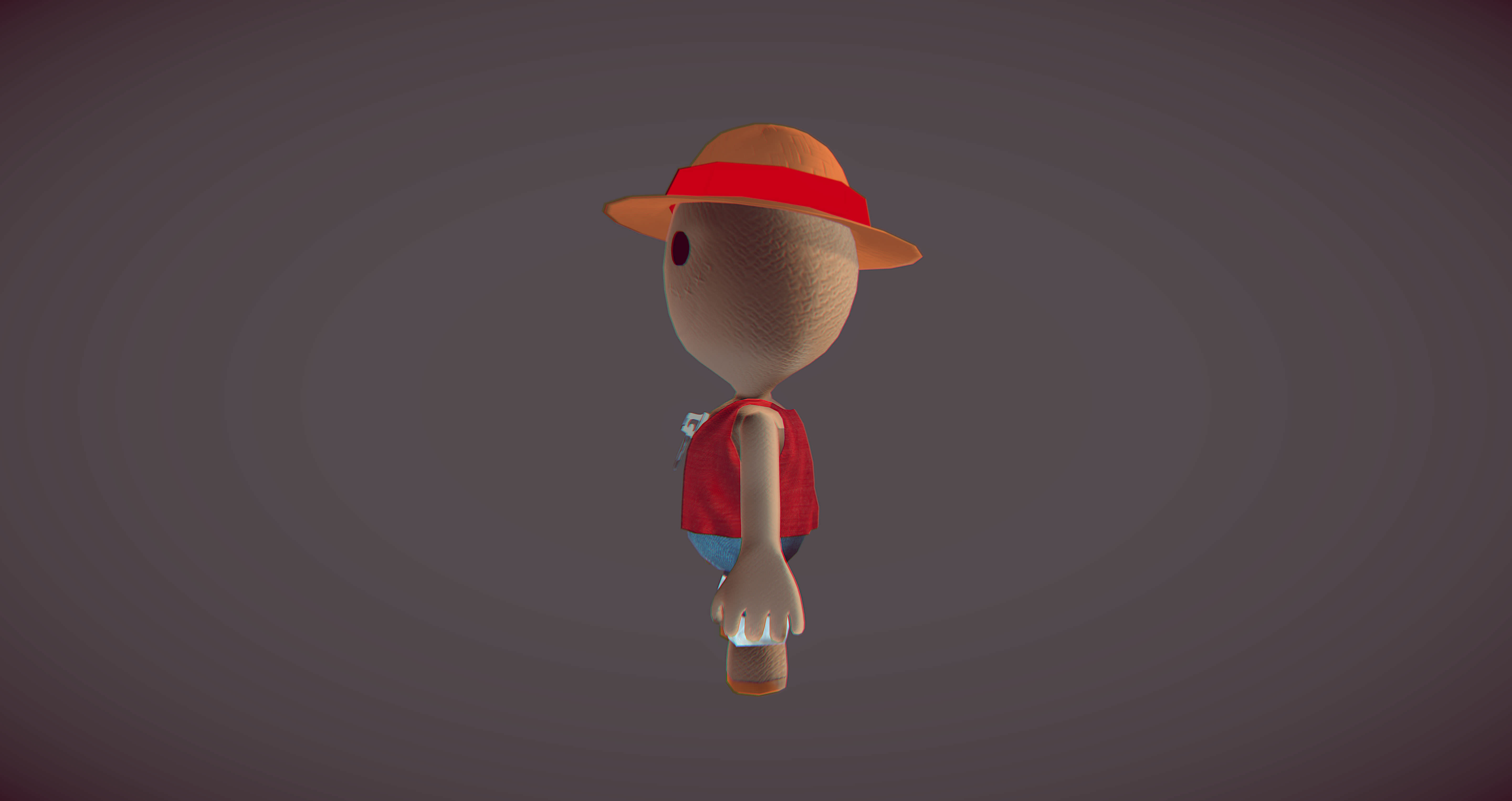 little big planet luffy Free low-poly 3D model_2