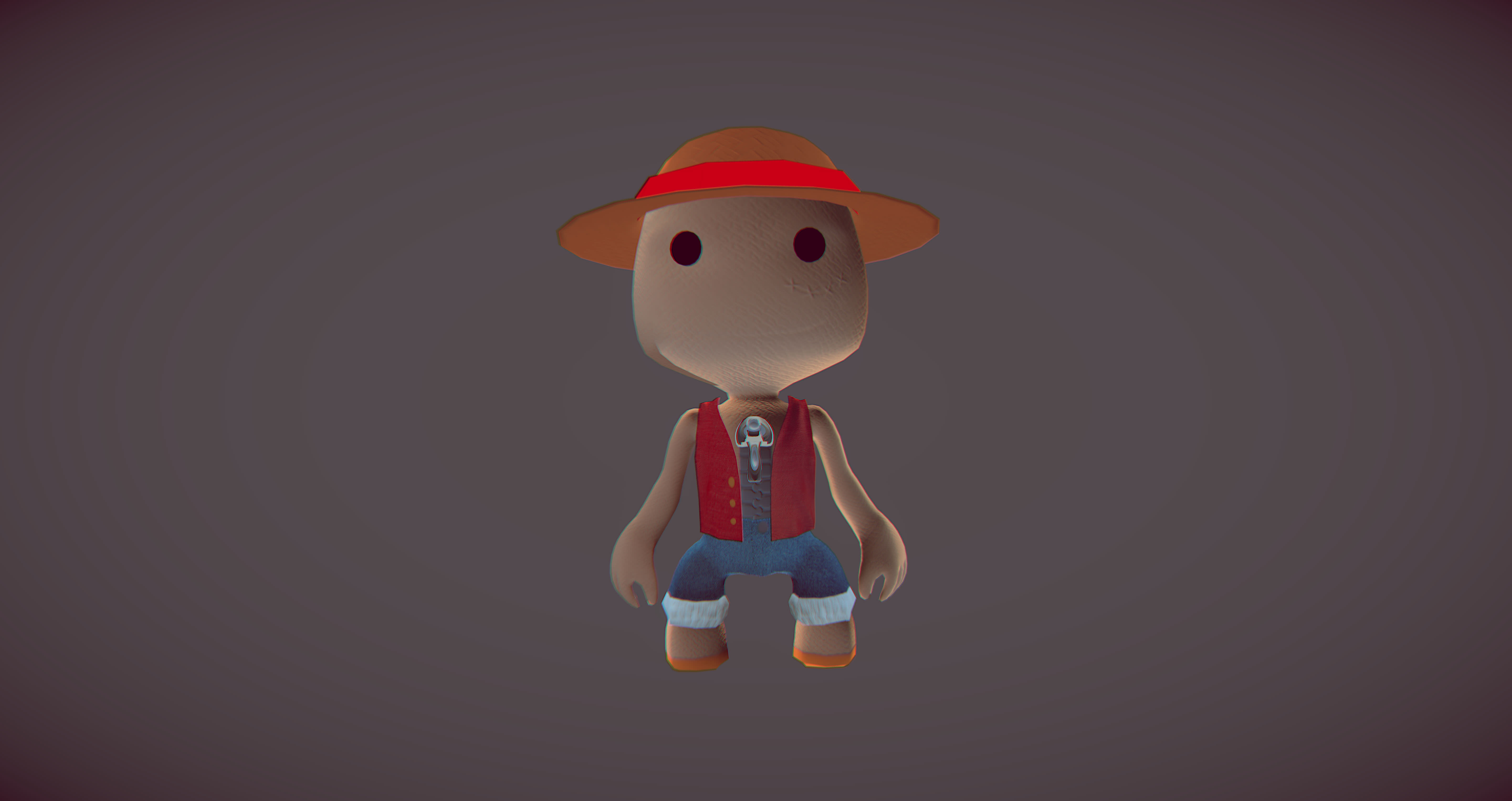 little big planet luffy Free low-poly 3D model_1