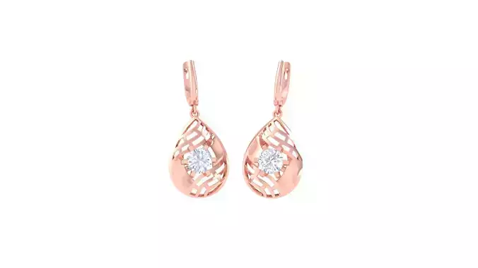 Solitaire Drop Earring 3dm STL OBJ FBX Renders Details