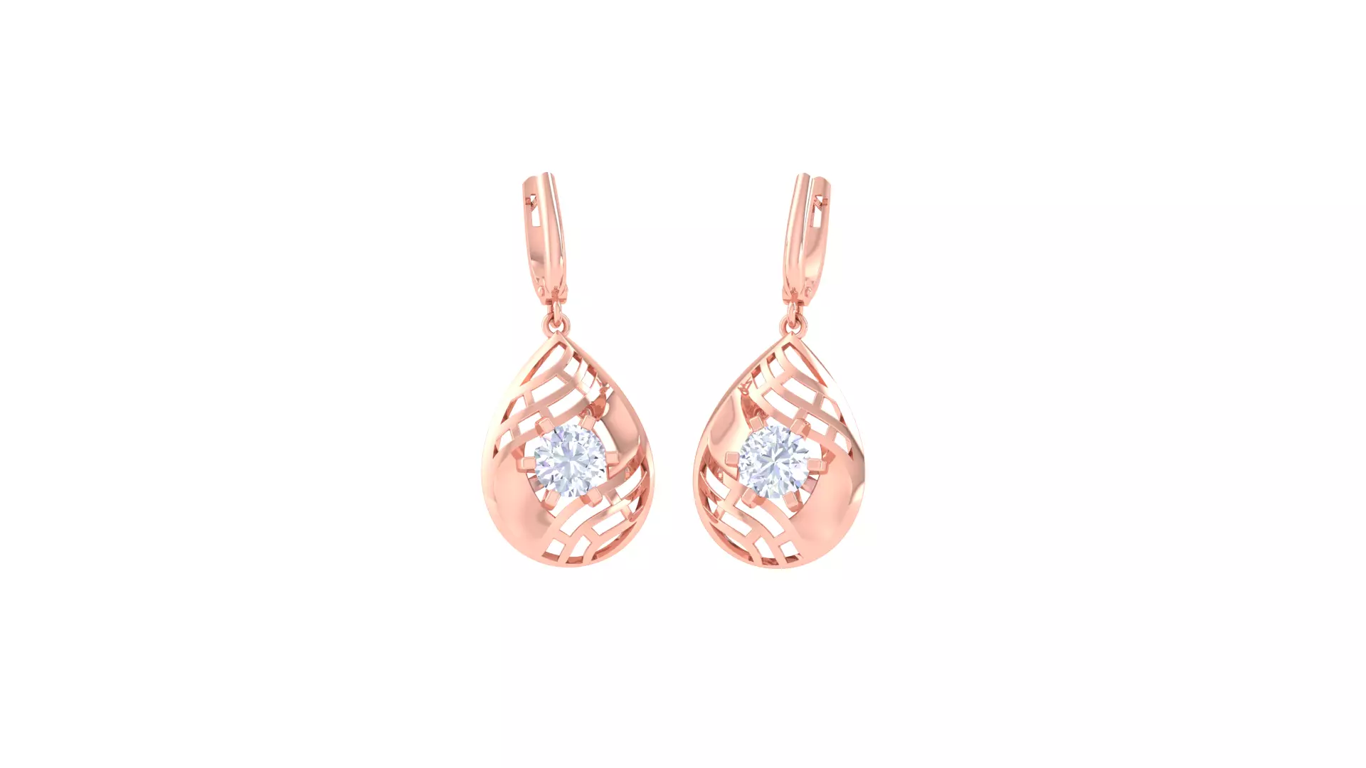 Solitaire Drop Earring 3dm STL OBJ FBX Renders Details 3D print model_0