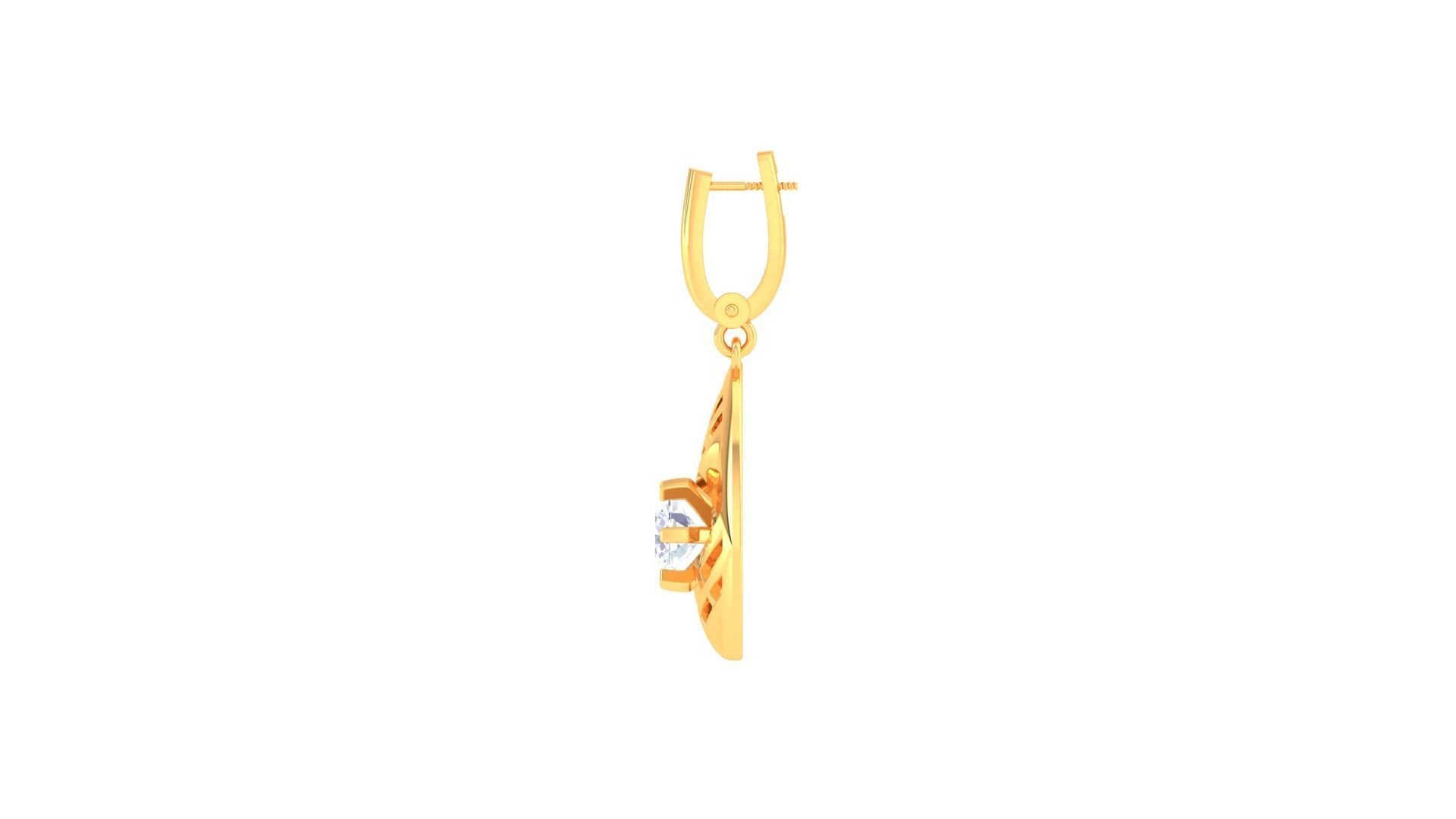 Solitaire Drop Earring 3dm STL OBJ FBX Renders Details 3D print model_4