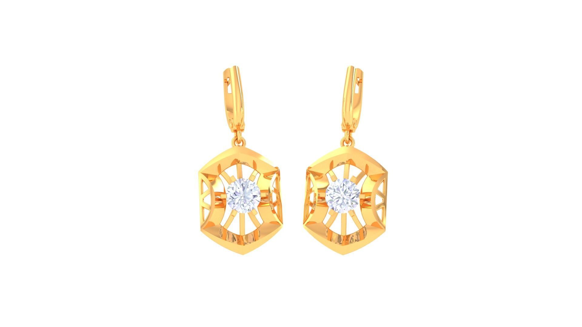 Solitaire Drop Earring 3dm STL OBJ FBX Renders Details 3D print model_2