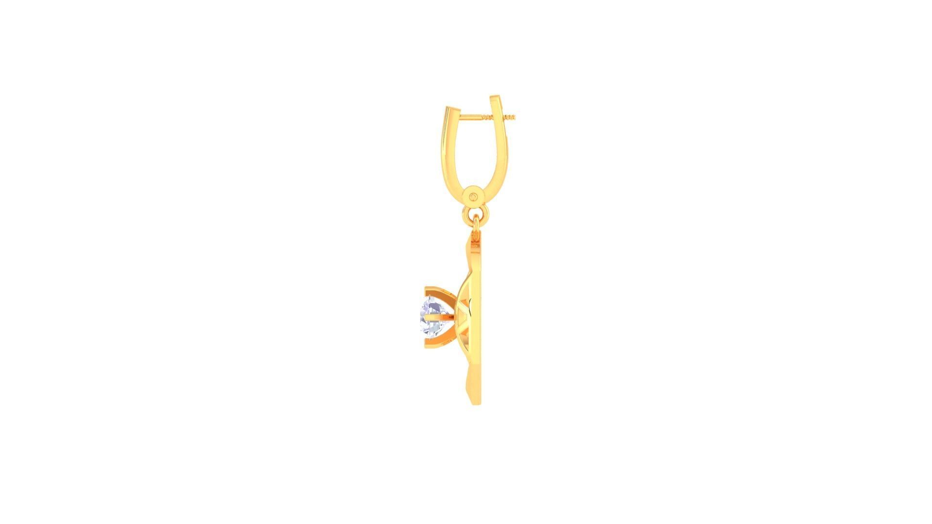 Solitaire Drop Earring 3dm STL OBJ FBX Renders Details 3D print model_4