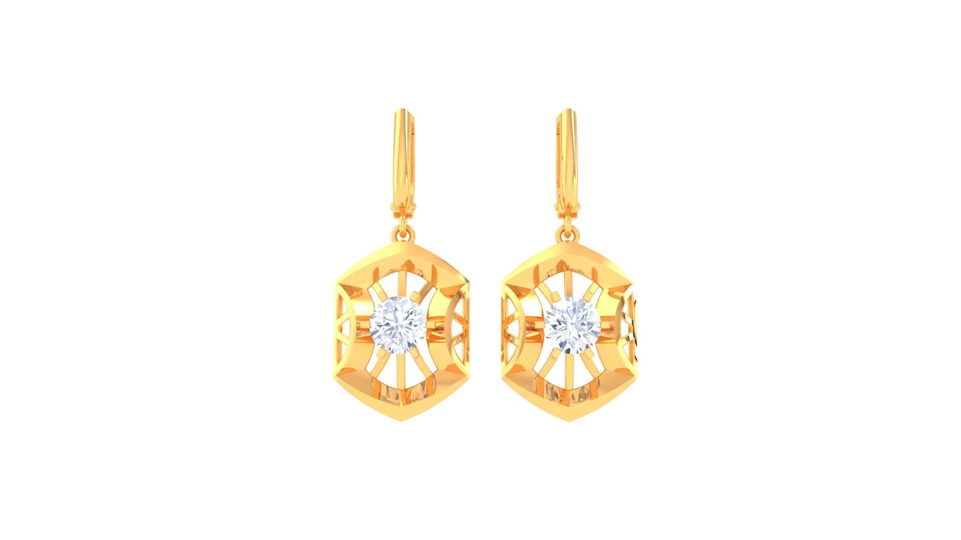 Solitaire Drop Earring 3dm STL OBJ FBX Renders Details 3D print model_3