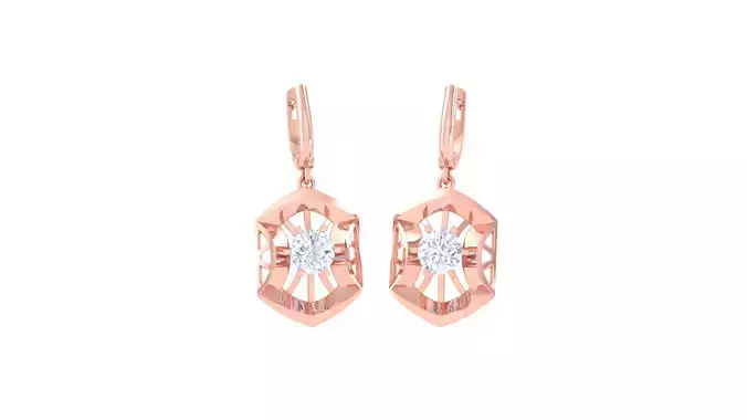 Solitaire Drop Earring 3dm STL OBJ FBX Renders Details 3D print model