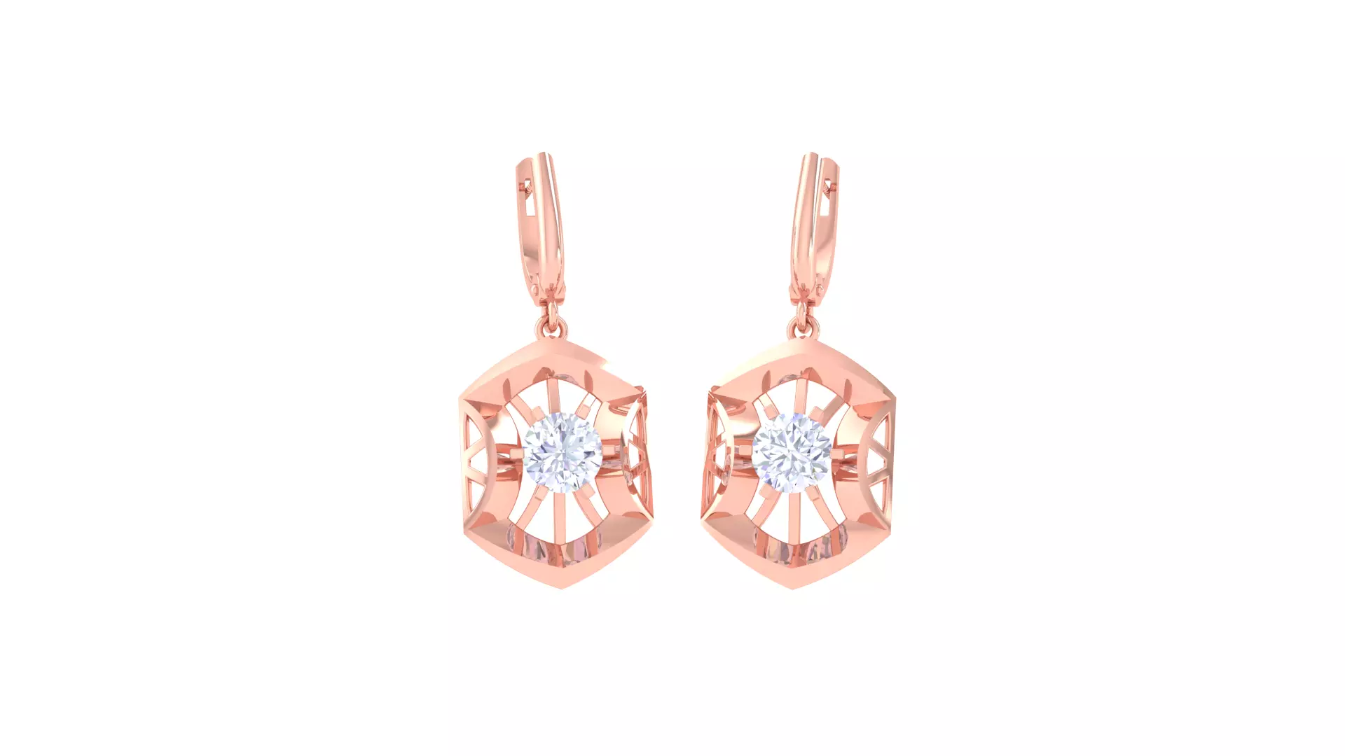 Solitaire Drop Earring 3dm STL OBJ FBX Renders Details 3D print model_0
