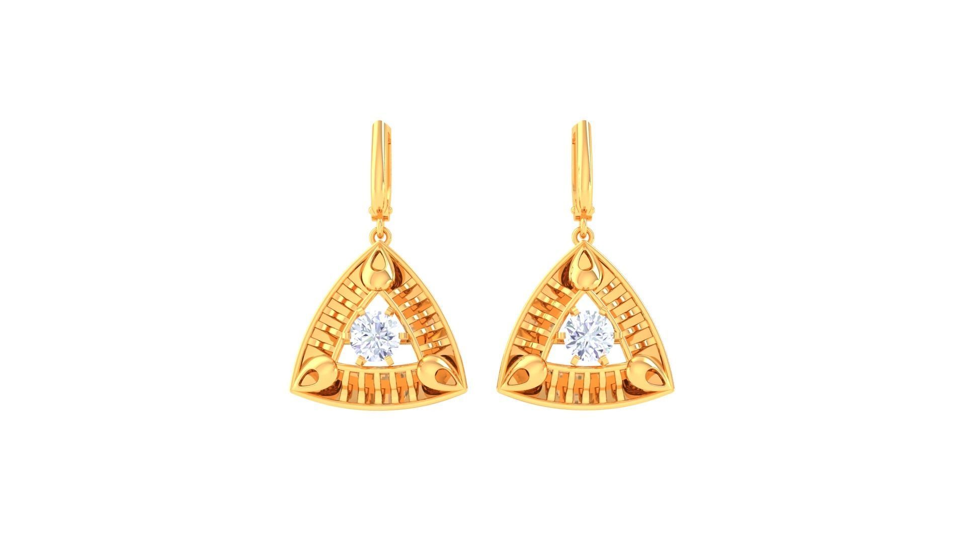 Solitaire Drop Earring 3dm STL OBJ FBX Renders Details 3D print model_3