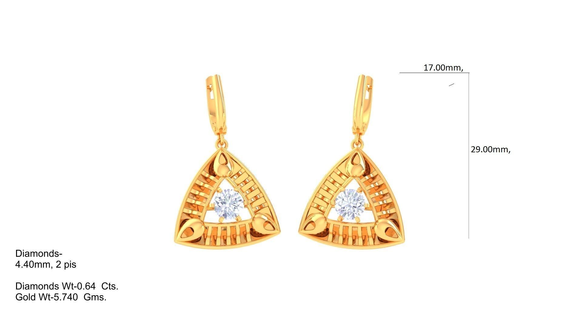Solitaire Drop Earring 3dm STL OBJ FBX Renders Details 3D print model_1
