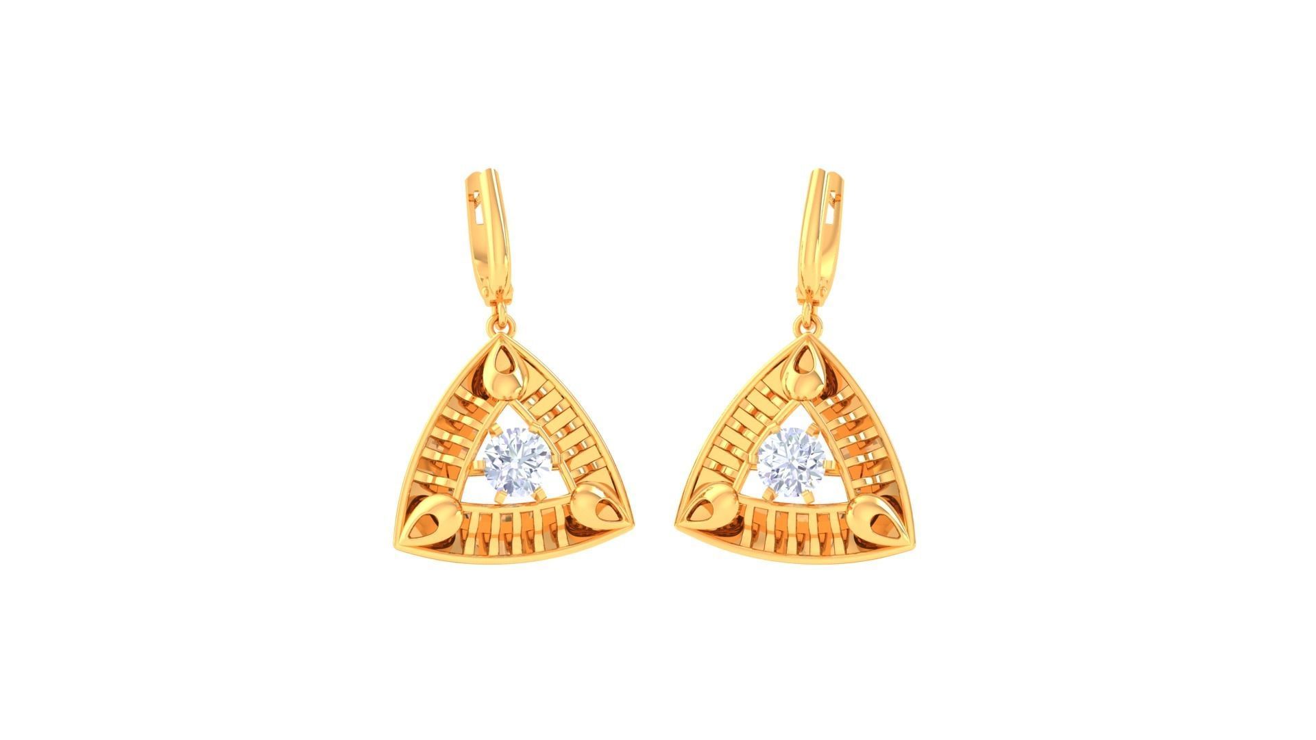 Solitaire Drop Earring 3dm STL OBJ FBX Renders Details 3D print model_2