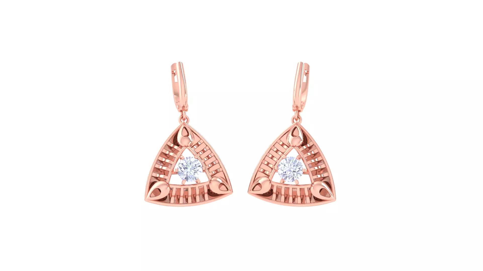 Solitaire Drop Earring 3dm STL OBJ FBX Renders Details 3D print model_0
