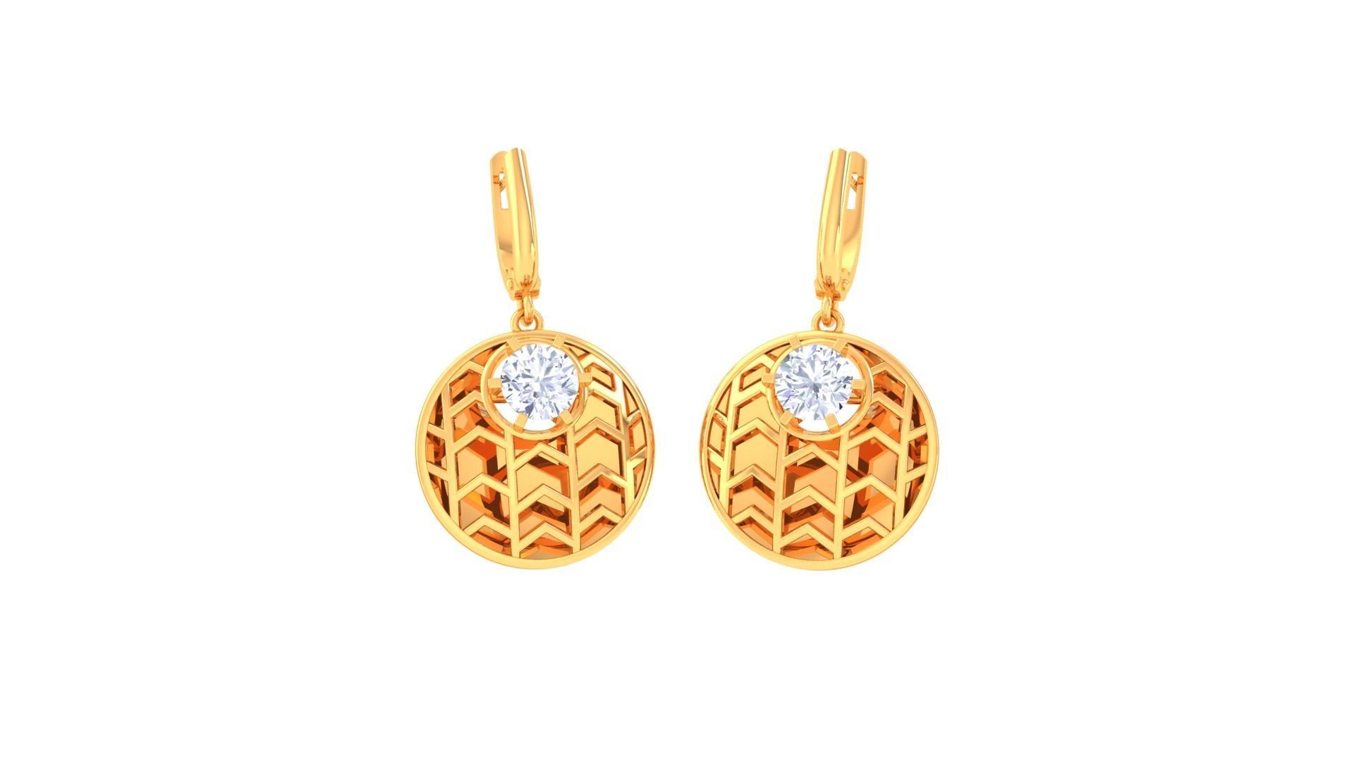 Solitaire Drop Earring 3dm STL OBJ FBX Renders Details 3D print model_2