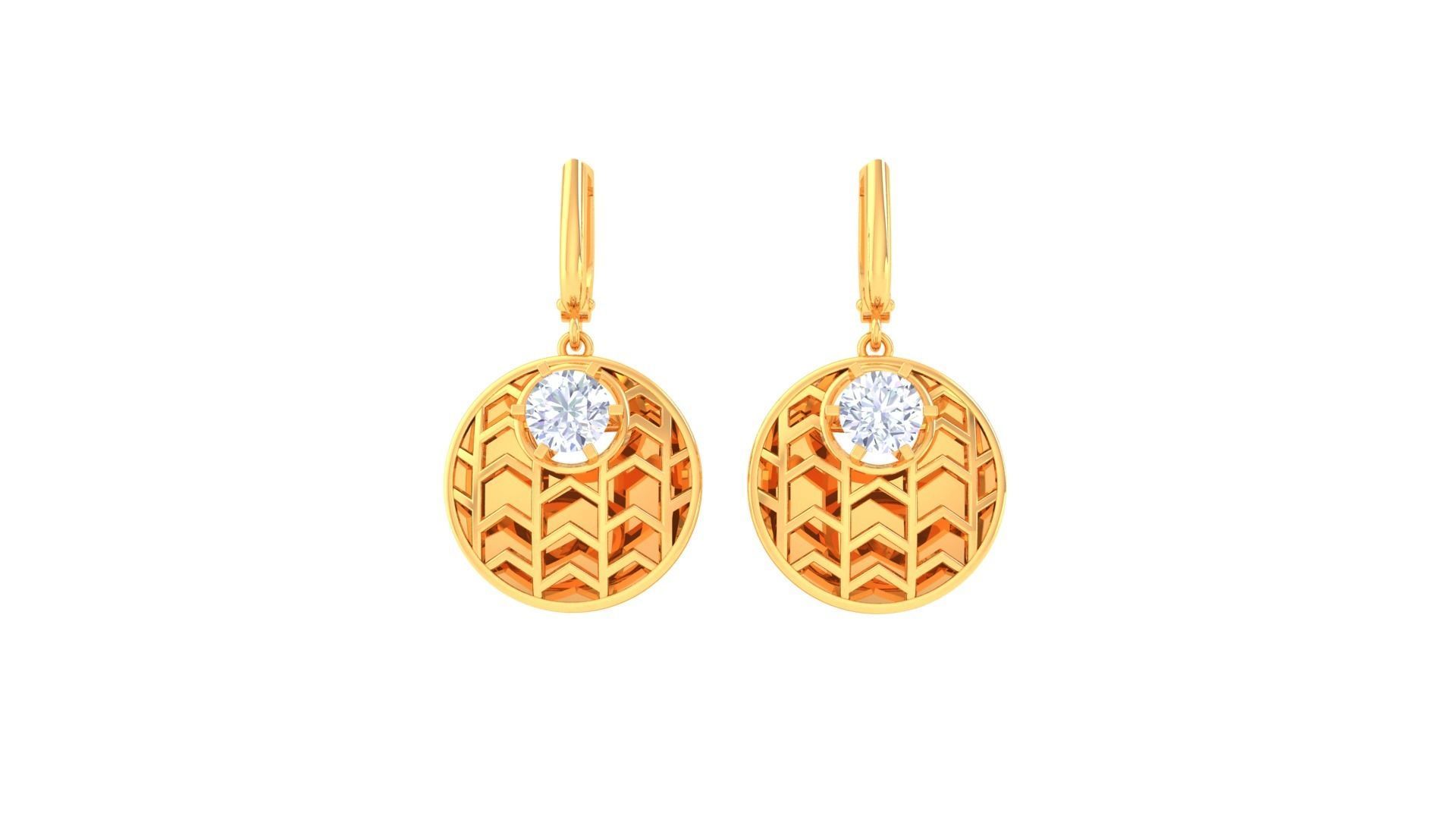 Solitaire Drop Earring 3dm STL OBJ FBX Renders Details 3D print model_3