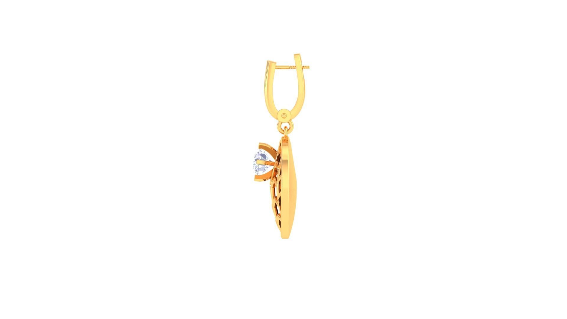 Solitaire Drop Earring 3dm STL OBJ FBX Renders Details 3D print model_4