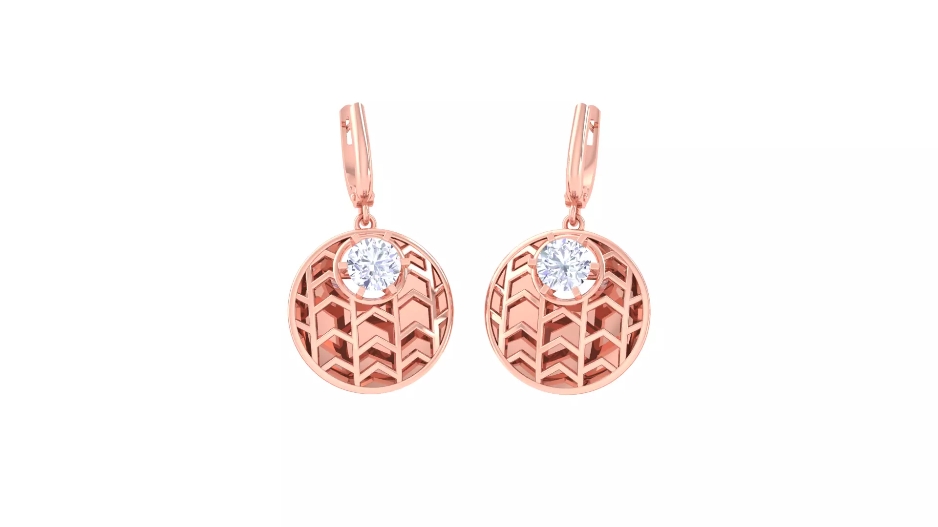 Solitaire Drop Earring 3dm STL OBJ FBX Renders Details 3D print model_0