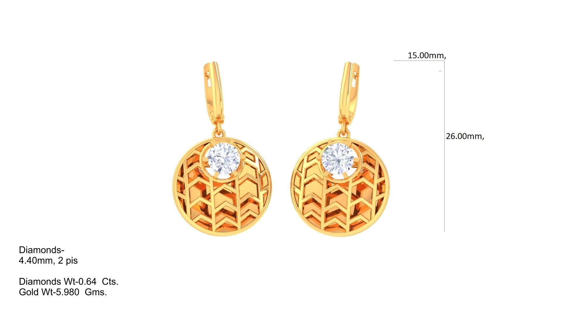 Solitaire Drop Earring 3dm STL OBJ FBX Renders Details 3D print model_1