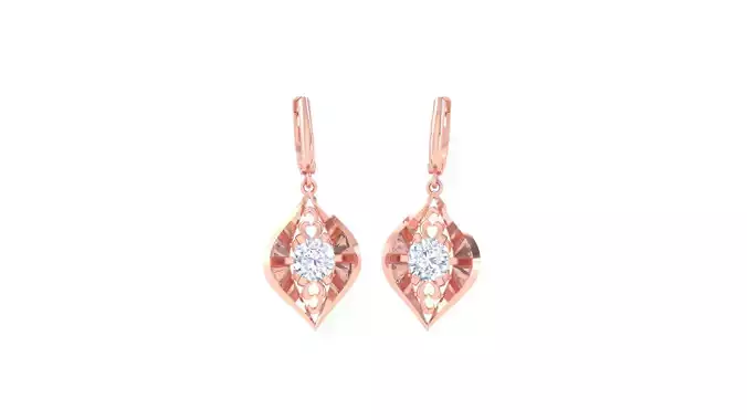 Solitaire Drop Earring 3dm STL OBJ FBX Renders Details 3D print model