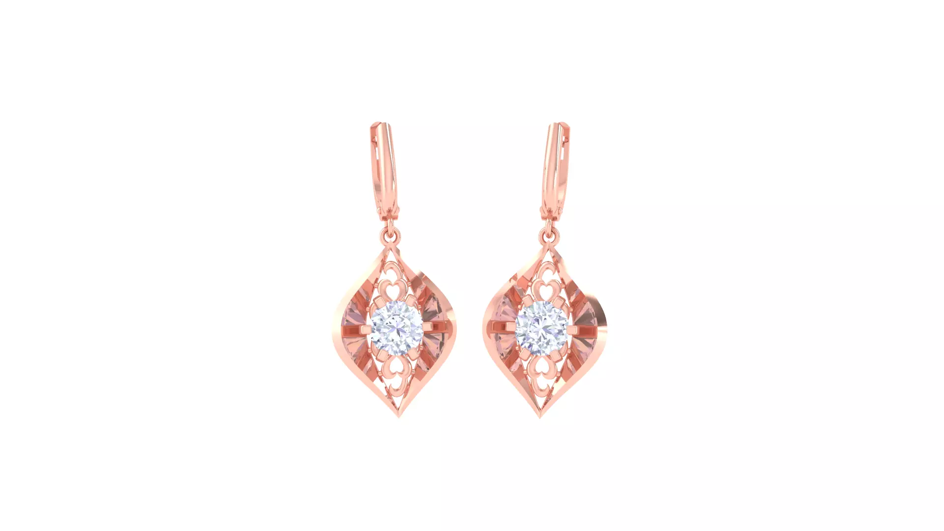 Solitaire Drop Earring 3dm STL OBJ FBX Renders Details 3D print model_0