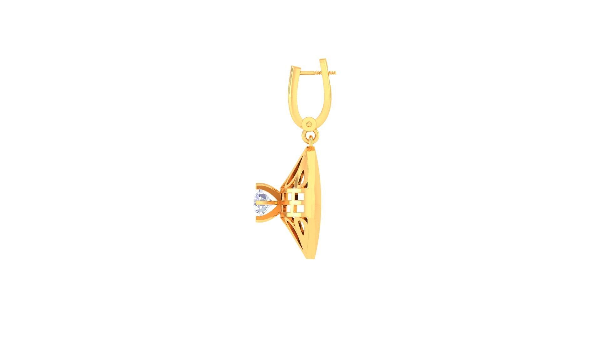 Solitaire Drop Earring 3dm STL OBJ FBX Renders Details 3D print model_4