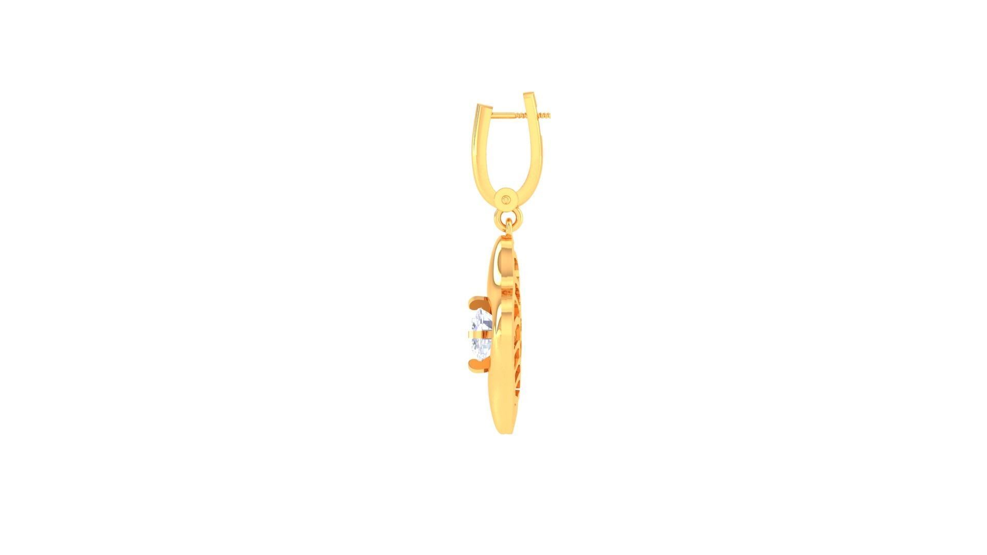 Solitaire Drop Earring 3dm STL OBJ FBX Renders Details 3D print model_4
