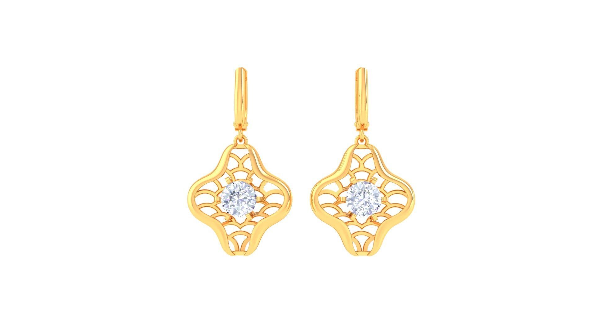 Solitaire Drop Earring 3dm STL OBJ FBX Renders Details 3D print model_3