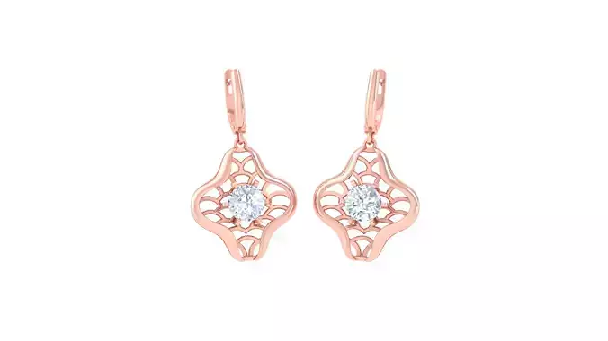 Solitaire Drop Earring 3dm STL OBJ FBX Renders Details