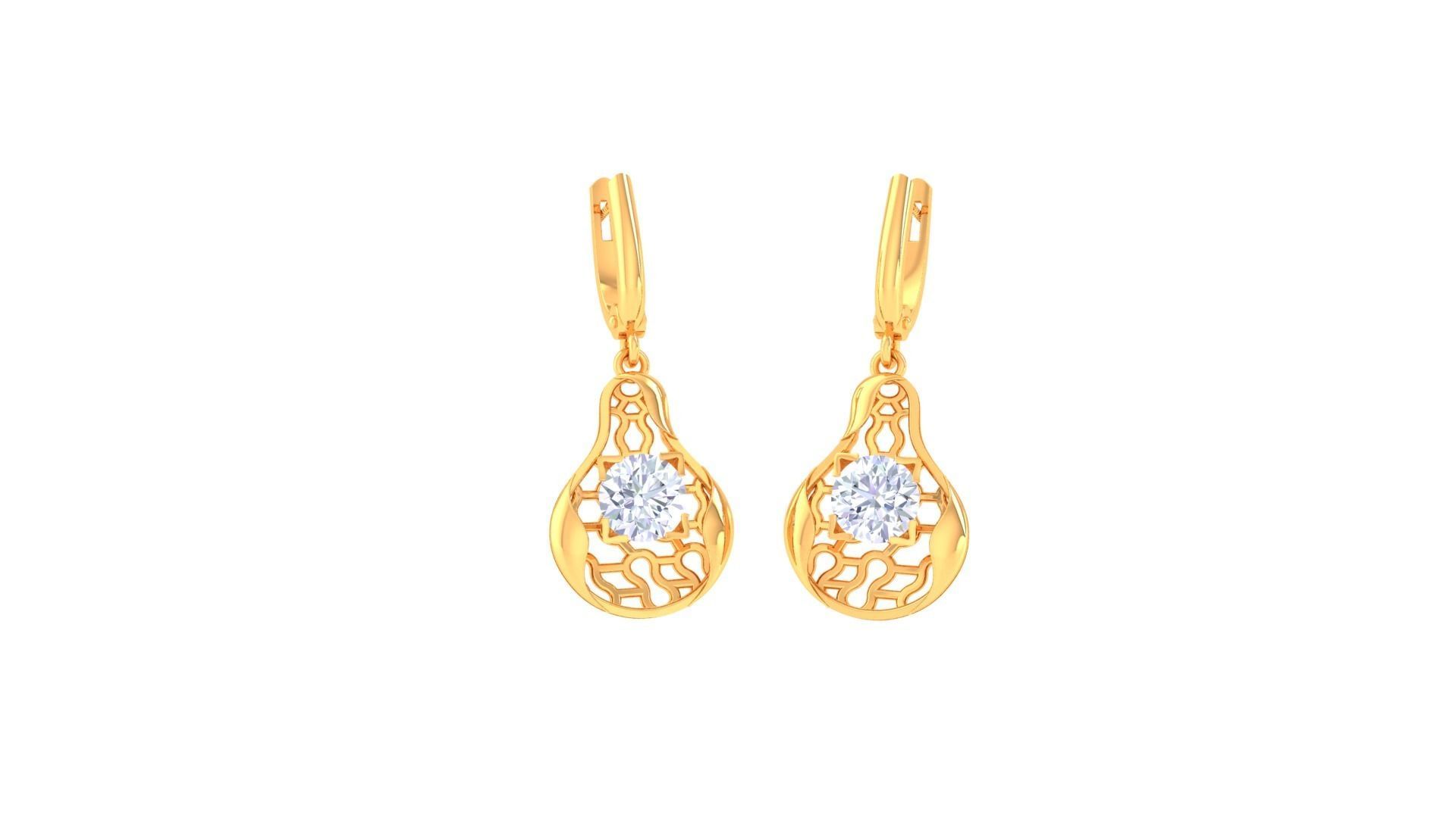 Solitaire Drop Earring 3dm STL OBJ FBX Renders Details 3D print model_2