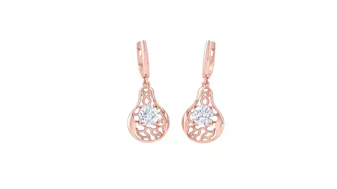Solitaire Drop Earring 3dm STL OBJ FBX Renders Details