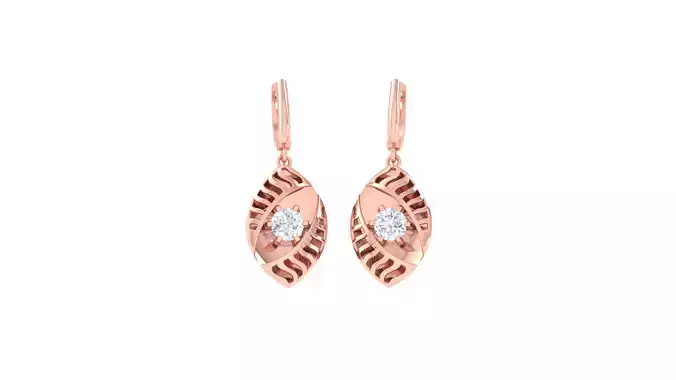 Solitaire Drop Earring 3dm STL OBJ FBX Renders Details 3D print model