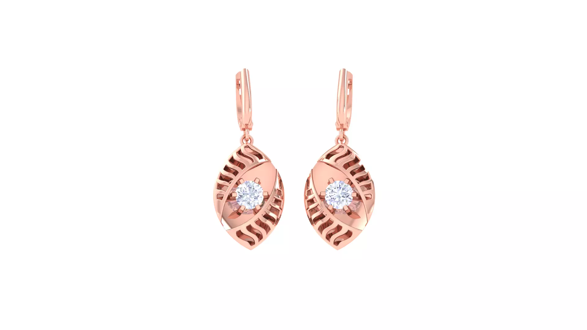 Solitaire Drop Earring 3dm STL OBJ FBX Renders Details 3D print model_0