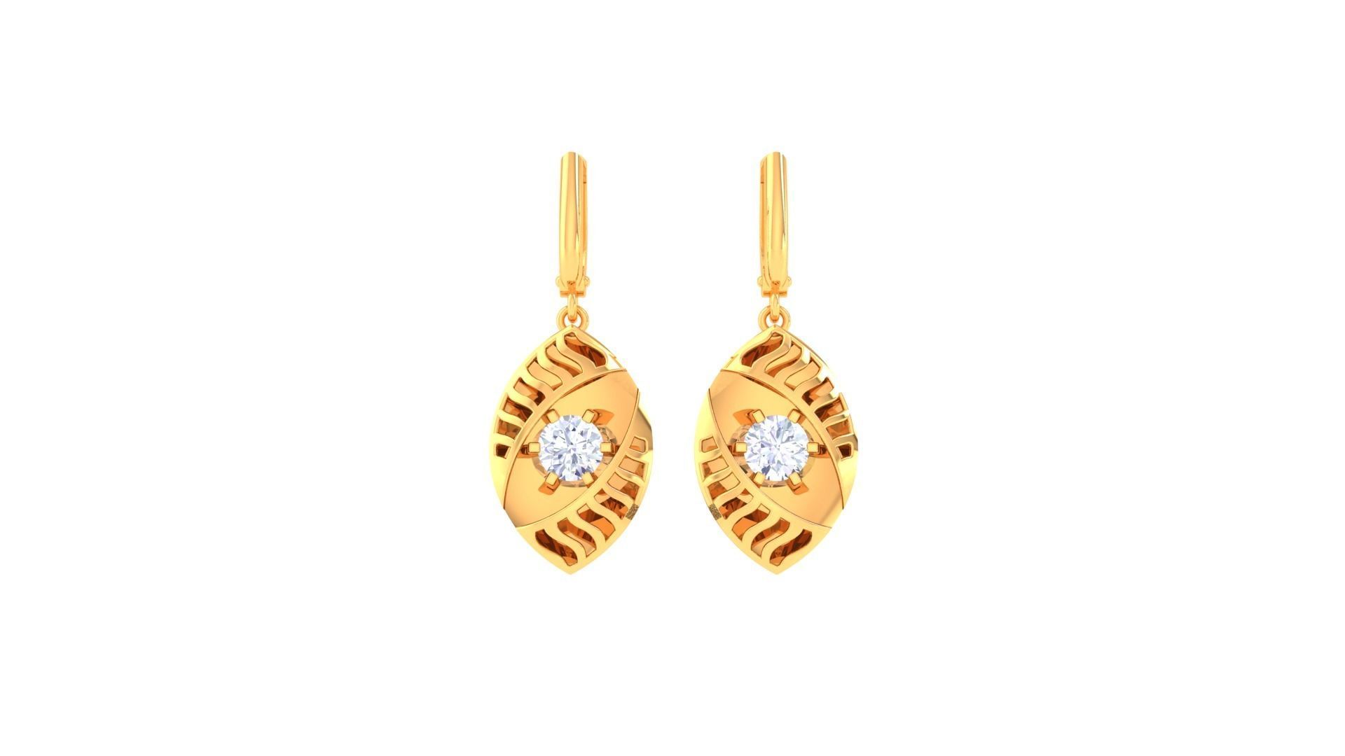 Solitaire Drop Earring 3dm STL OBJ FBX Renders Details 3D print model_3