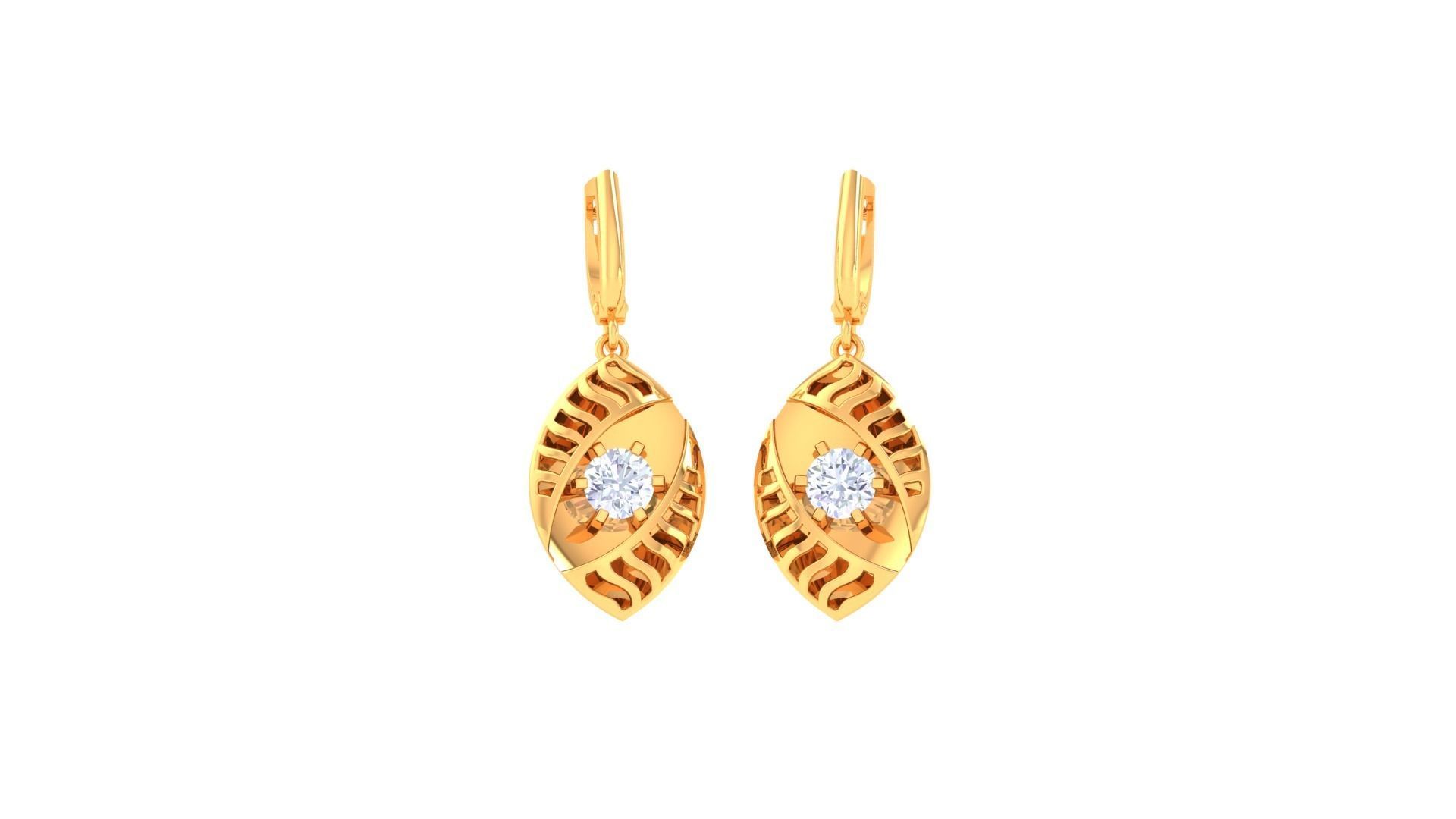 Solitaire Drop Earring 3dm STL OBJ FBX Renders Details 3D print model_2