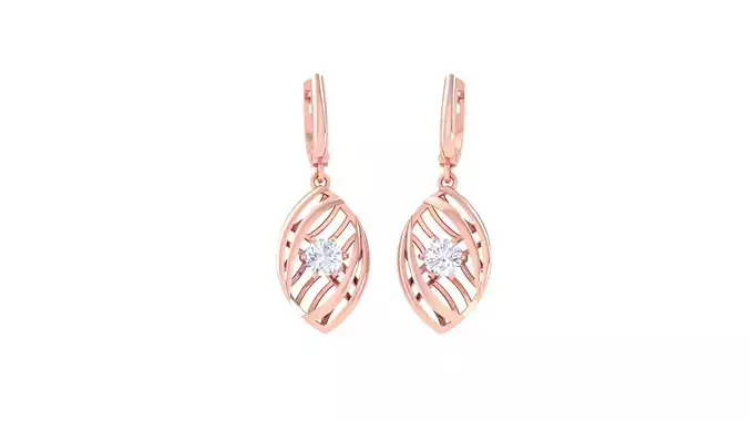 Solitaire Drop Earring 3dm STL OBJ FBX Renders Details