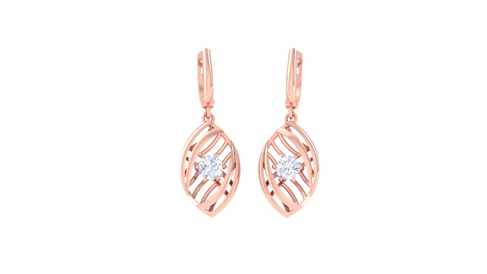 Solitaire Drop Earring 3dm STL OBJ FBX Renders Details 3D print model_0