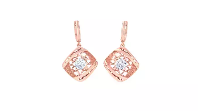 Solitaire Drop Earring 3dm STL OBJ FBX Renders Details