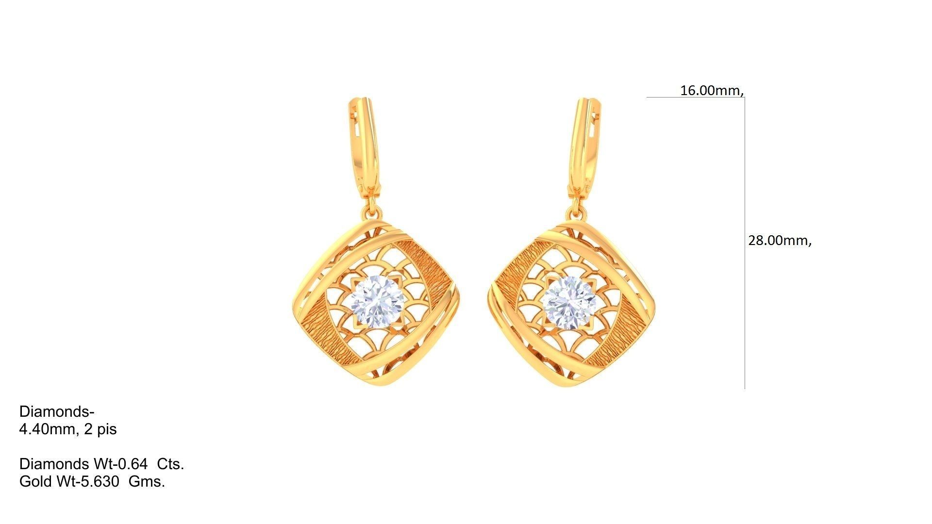 Solitaire Drop Earring 3dm STL OBJ FBX Renders Details 3D print model_1