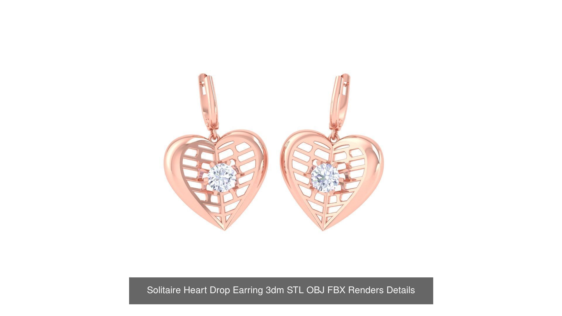 35 Solitaire Drop Earrings 3dm STL OBJ FBX Details Collection _13