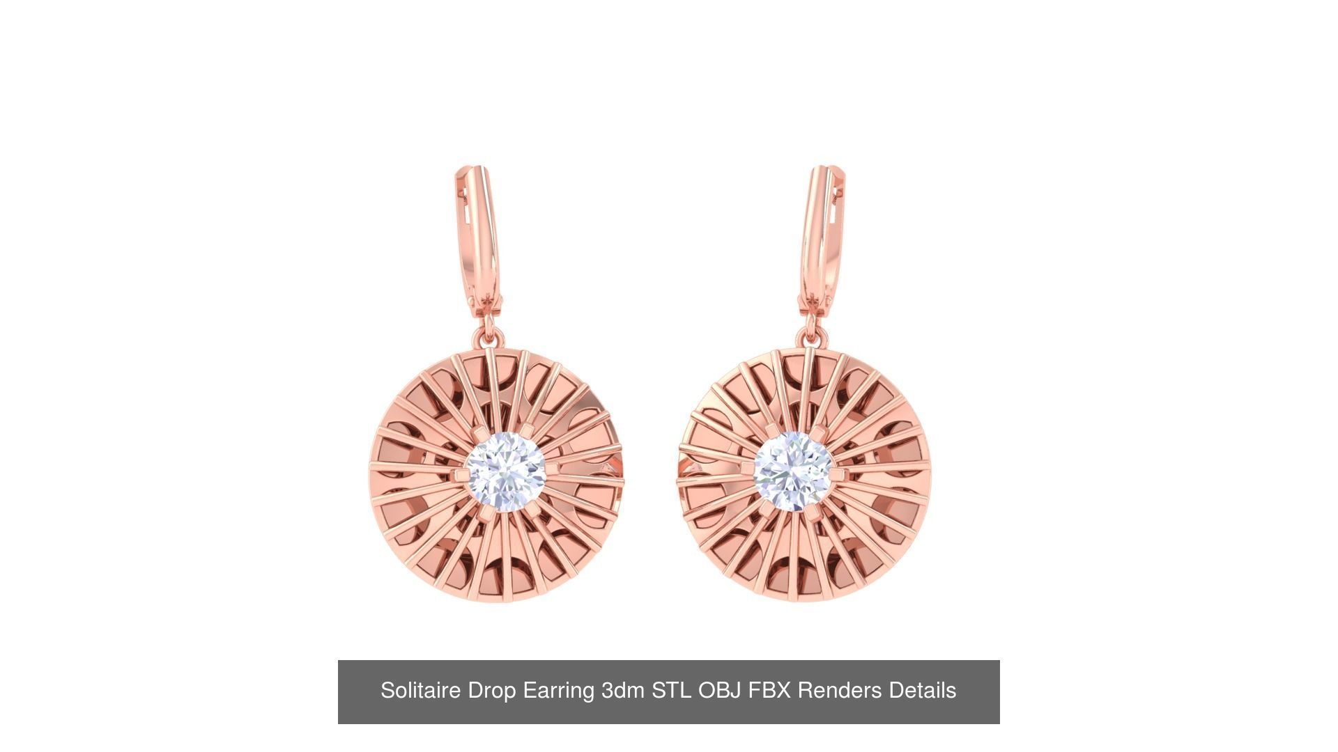 35 Solitaire Drop Earrings 3dm STL OBJ FBX Details Collection _17