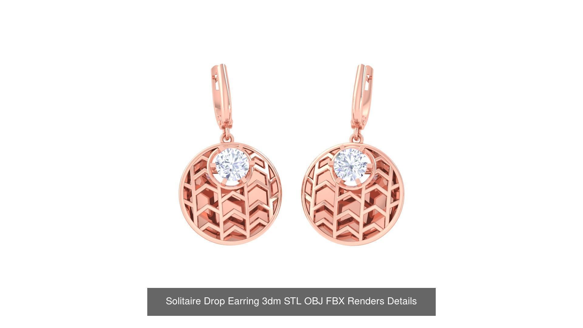 35 Solitaire Drop Earrings 3dm STL OBJ FBX Details Collection _30
