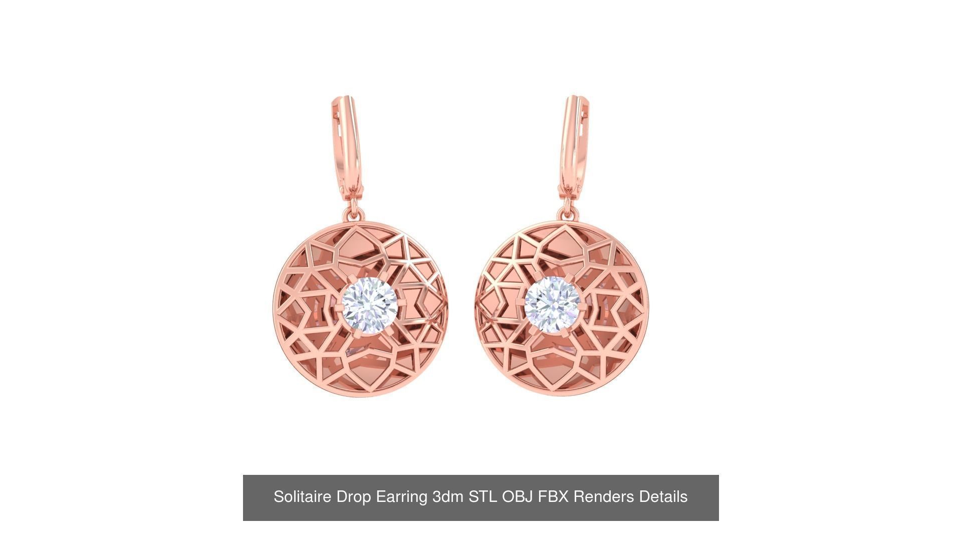 35 Solitaire Drop Earrings 3dm STL OBJ FBX Details Collection _8