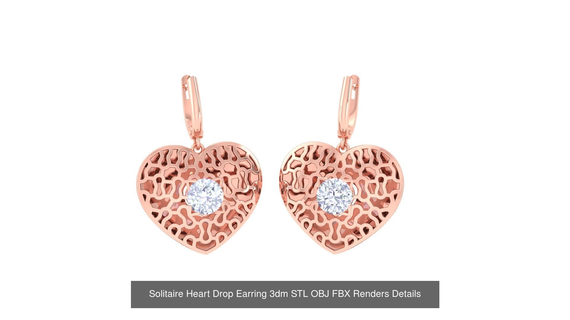 35 Solitaire Drop Earrings 3dm STL OBJ FBX Details Collection _21