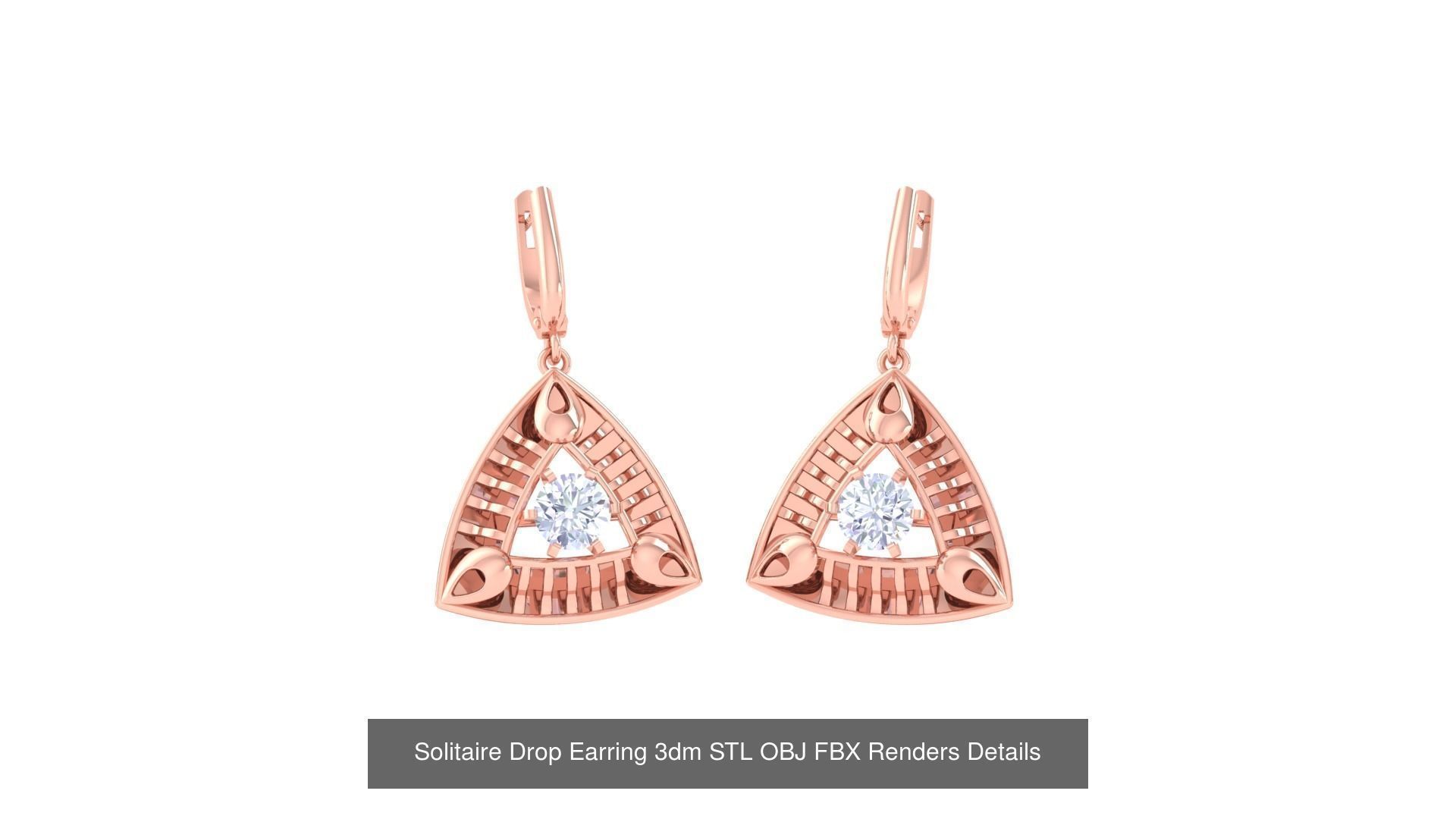 35 Solitaire Drop Earrings 3dm STL OBJ FBX Details Collection _28