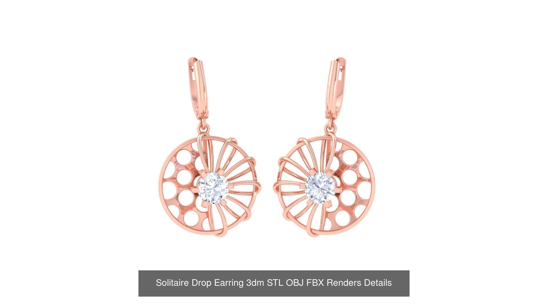 35 Solitaire Drop Earrings 3dm STL OBJ FBX Details Collection _20