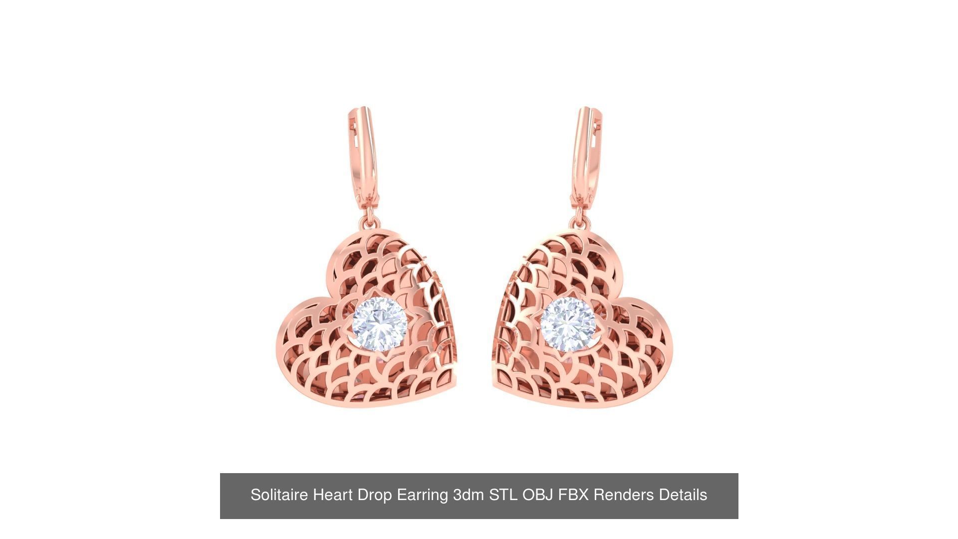 35 Solitaire Drop Earrings 3dm STL OBJ FBX Details Collection _29