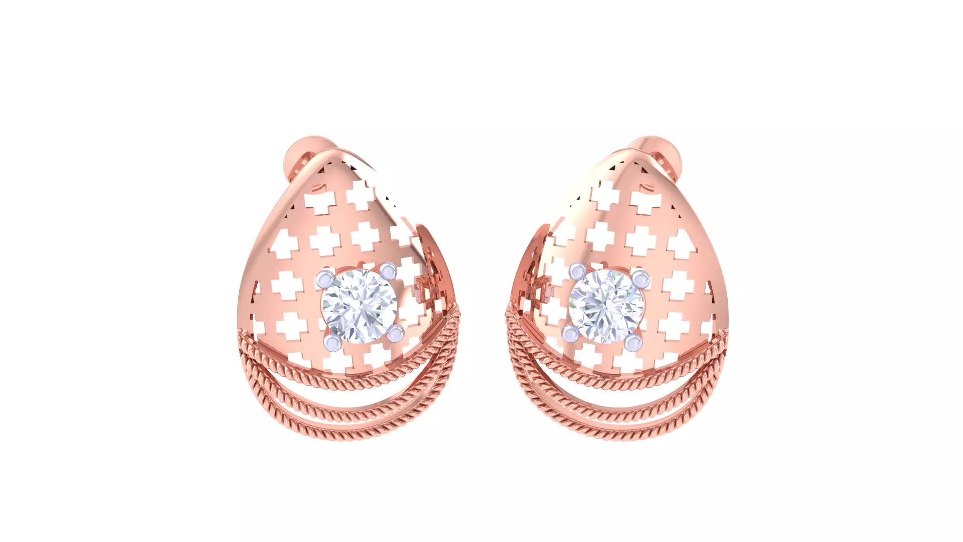 Solitaire Stud Earring 3dm STL OBJ FBX Renders Details 3D print model_0