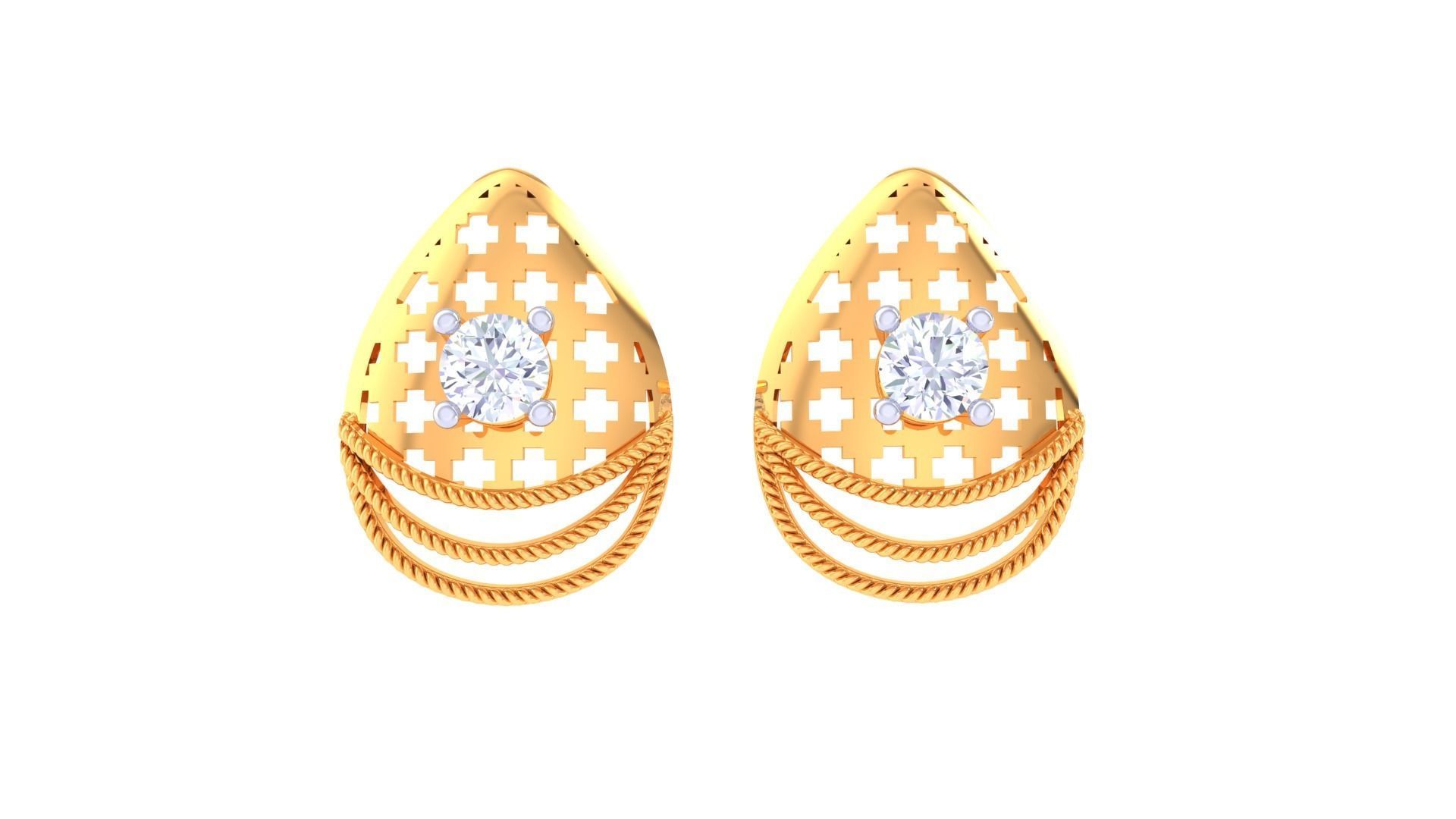 Solitaire Stud Earring 3dm STL OBJ FBX Renders Details 3D print model_3